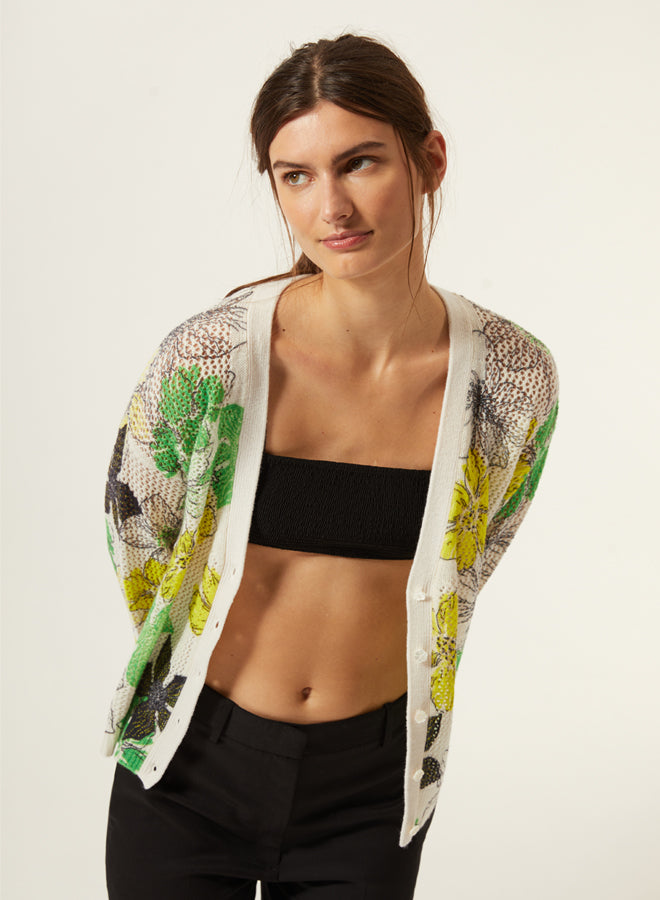 Autumn Cashmere Floral Mesh Cardigan Complements Two