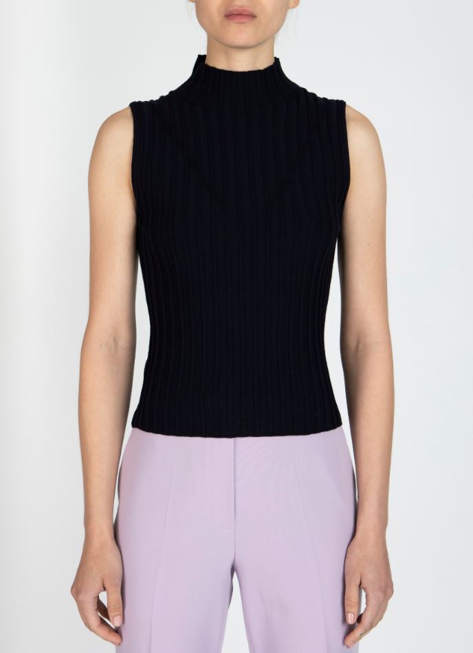 Ribbed Mock Neck Sweater Shell