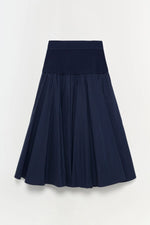 SIMKHAI Stella Pleated Skirt with Knit Yoke