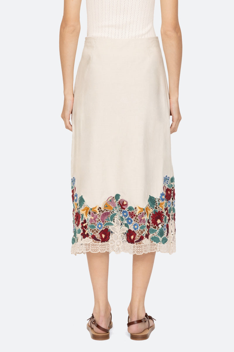 SEA Katharine Embroidery Tie Skirt