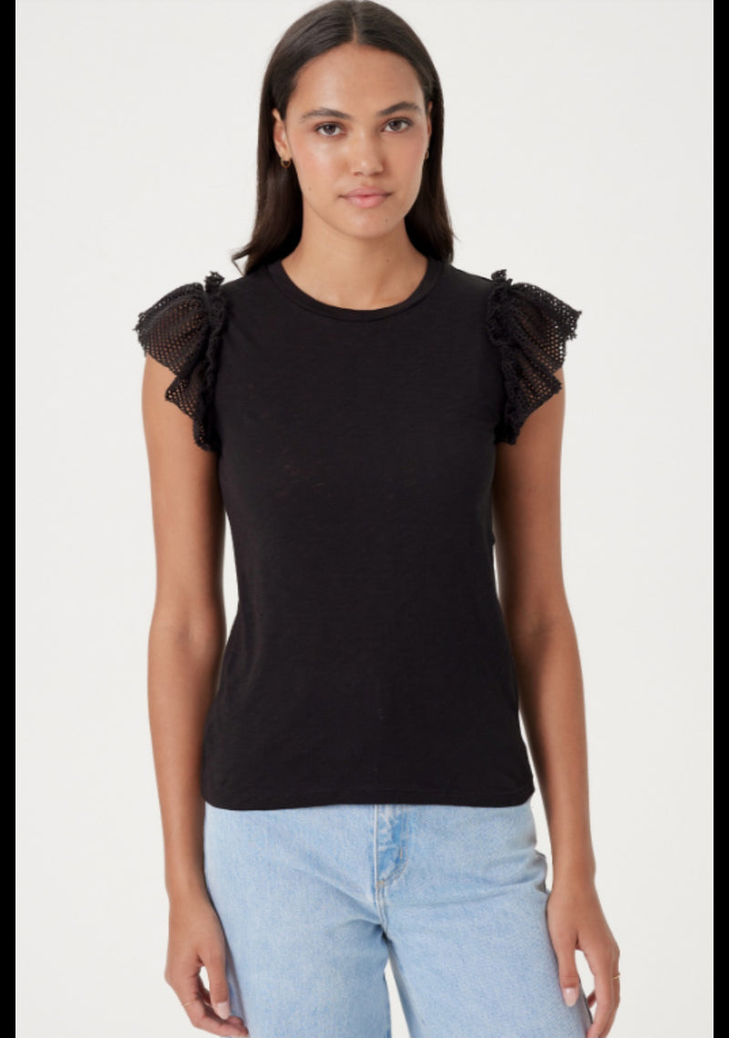 Goldie Slub W/ Fishnet Ruffle Tee