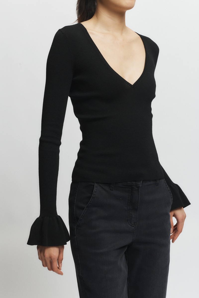 Saint Art Watson Ruffle Knit Sweater