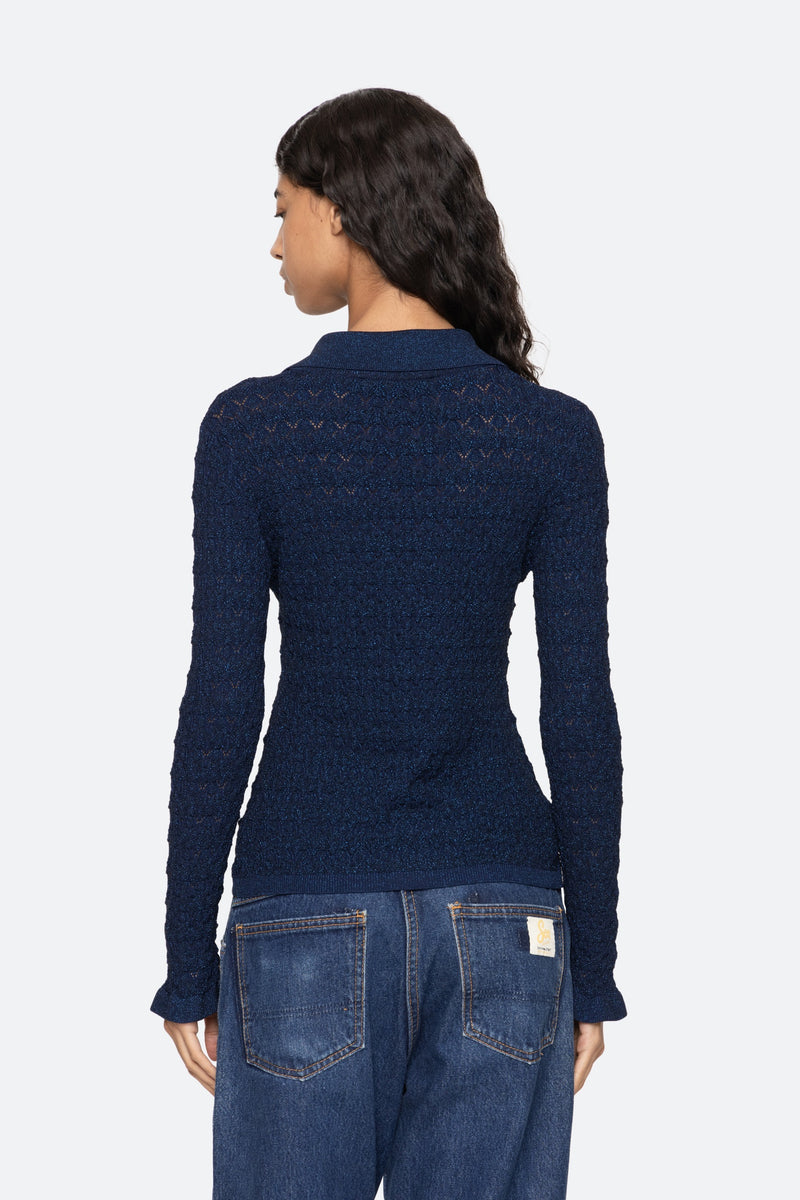 SEA Ruby Knit Long Sleeve Polo