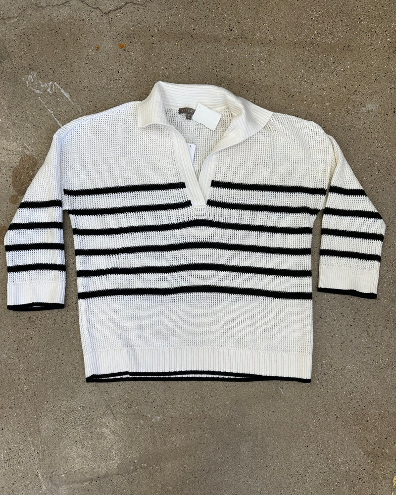 Lilla P Textured Stripe Polo Sweater