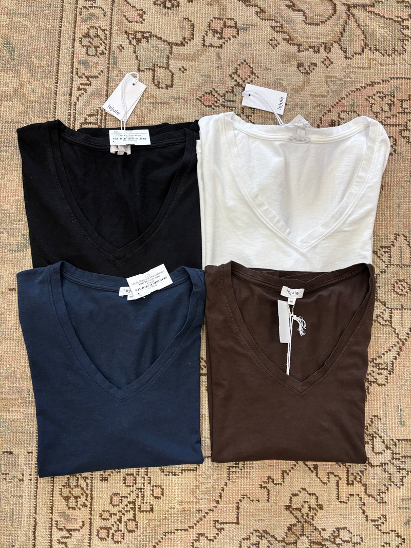 Lejule Supima Cotton Charlotte Short Sleeve V