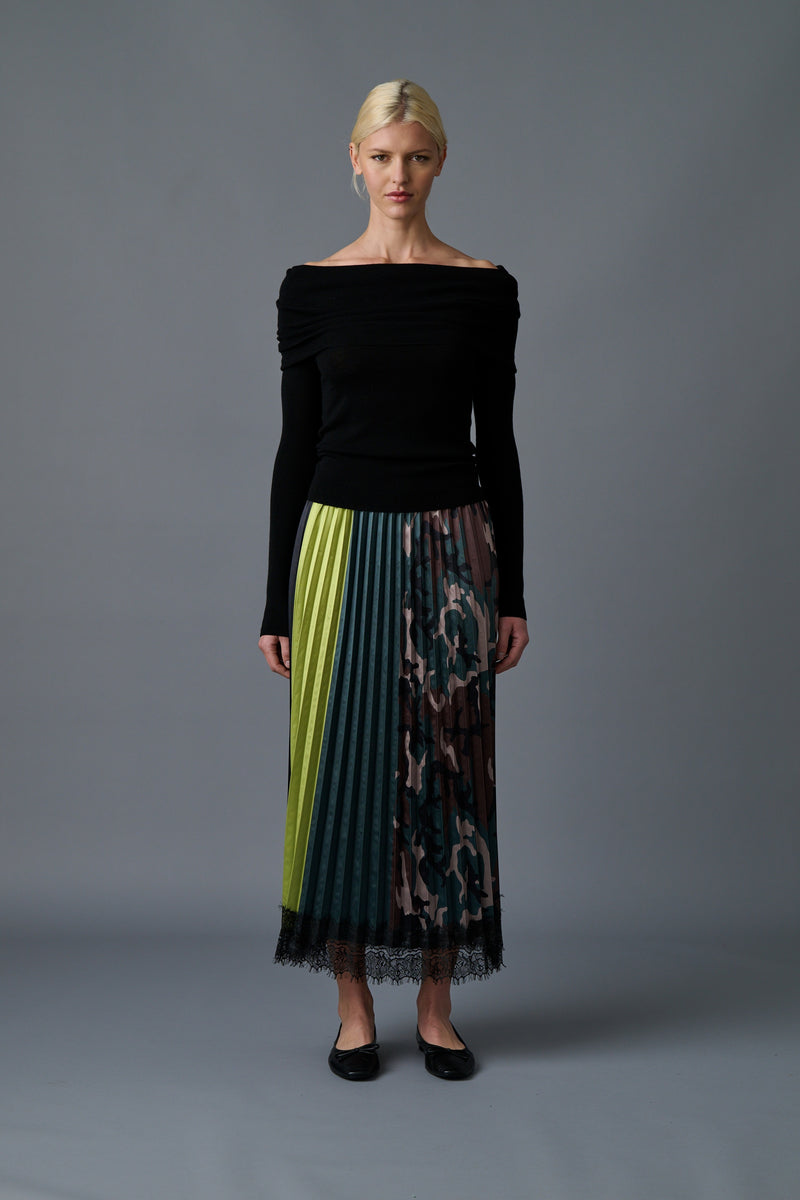 Le Superbe Urban Camo Pleat Skirt