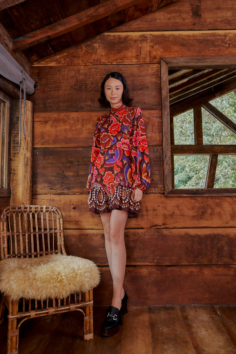 Farm Rio Long Sleeve Mini Dress