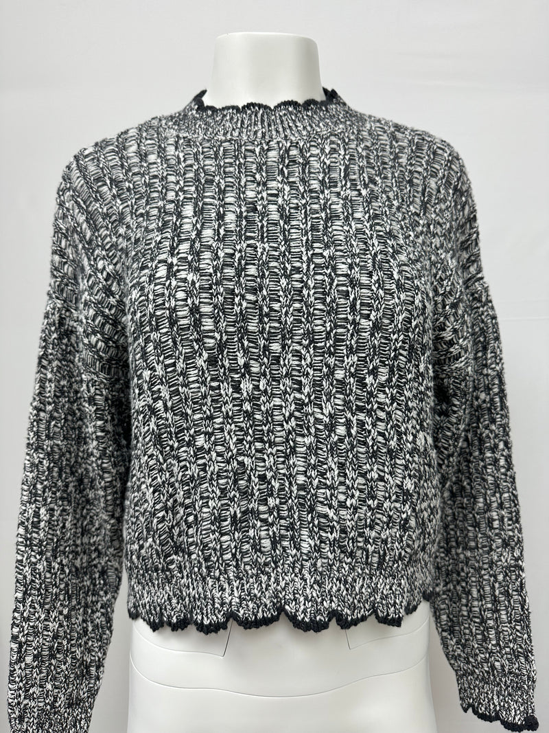 Autumn Cashmere Tipped Ladder Stitch Crew