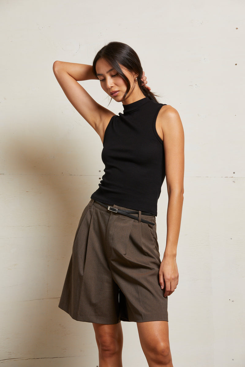 PerfectWhiteTee Mel - Luxe Rib Sleeveless Mock Neck Tank