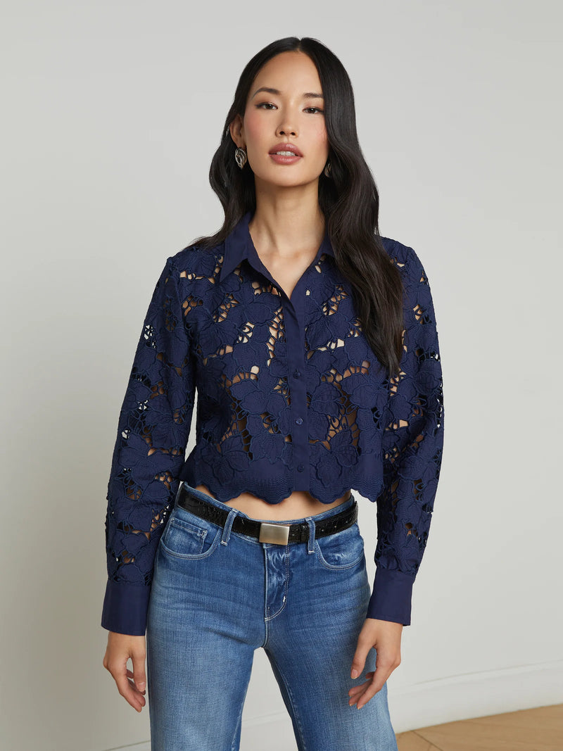 L'AGENCE Seychelle Cropped Buttondown