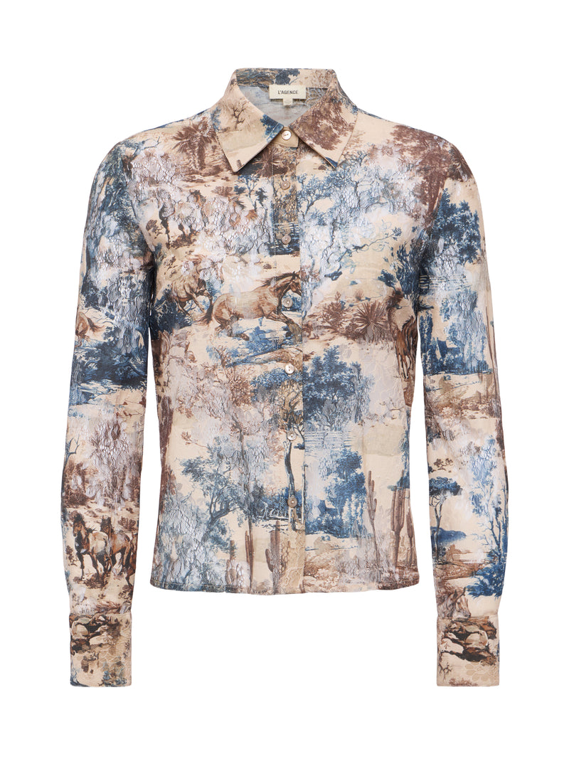 L'AGENCE Maia Lace Buttondown Blouse