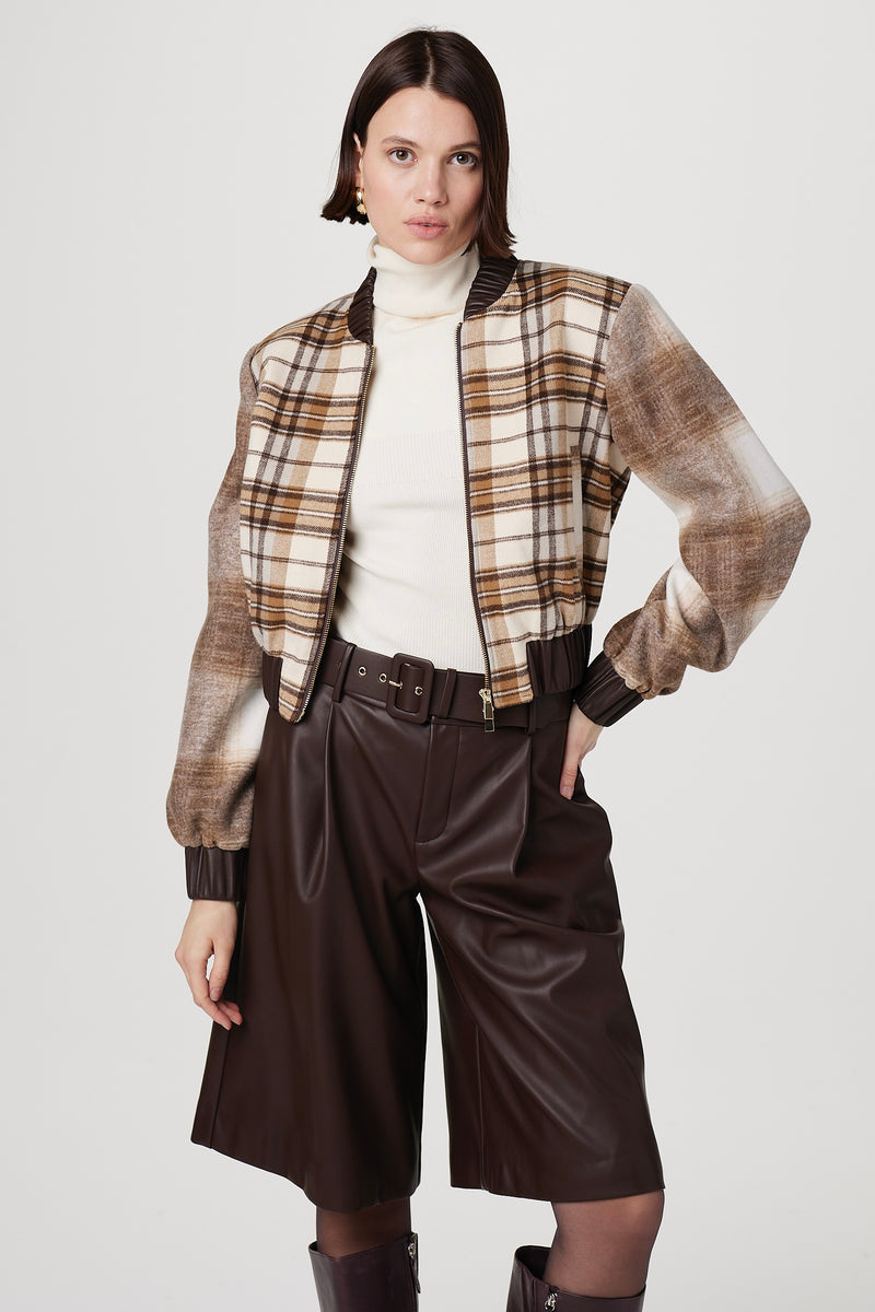 Toccin Andy Strong Shoulder Zip-Front Bomber Jacket