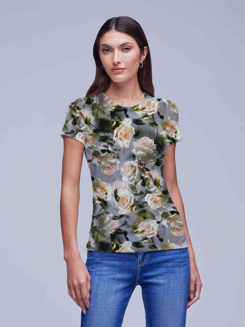 L'AGENCE Ressi S/S Crew Distressed Floral