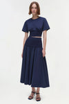 SIMKHAI Stella Pleated Skirt with Knit Yoke