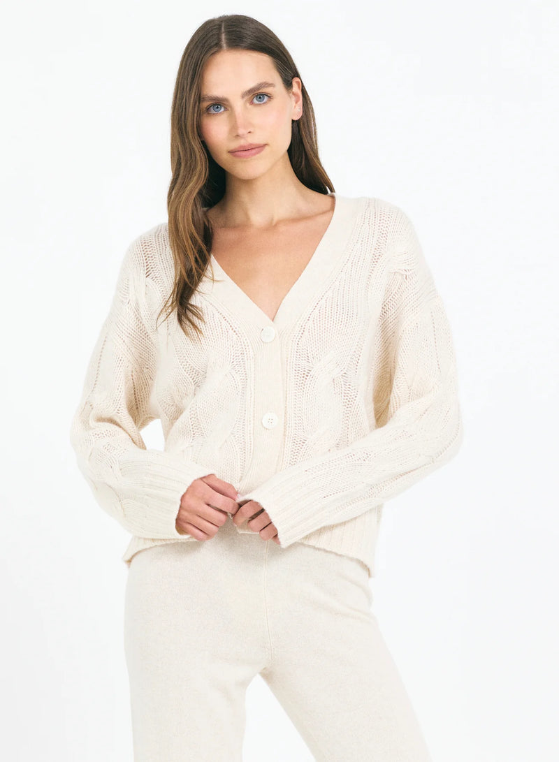 One Grey Day Aster Cashmere Cable Cardigan