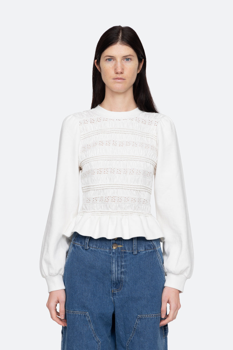 Sea Rita Jersey Long Sleeve Smocked Top