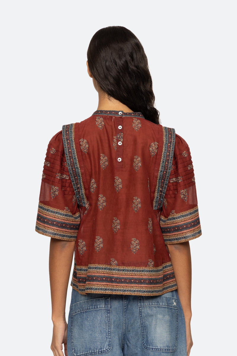 Sea Sierra Print Short Sleeve Top