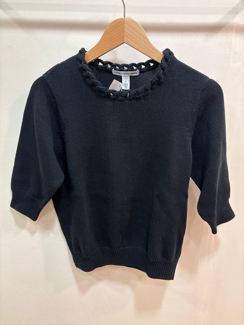 Autumn Cashmere Crocheted Chain Crew Neck