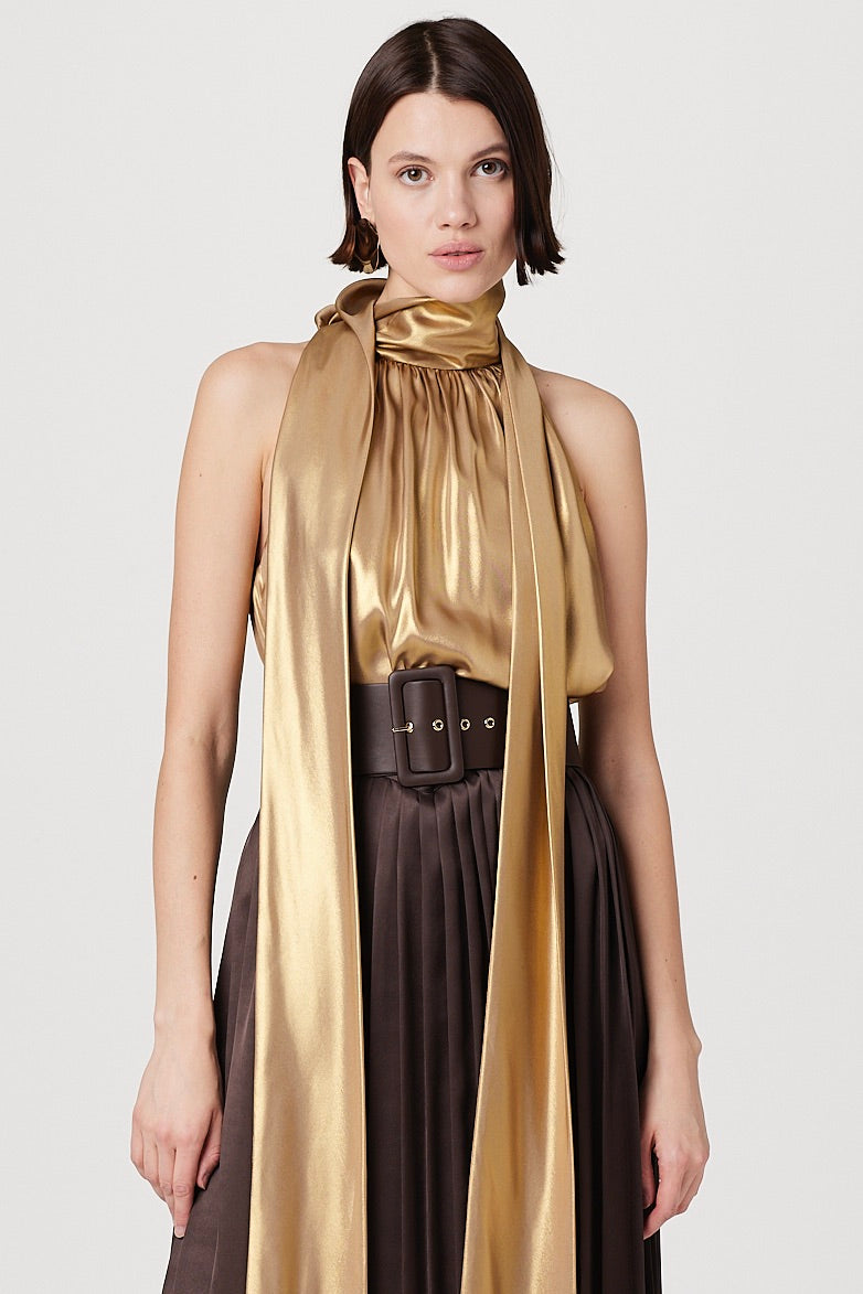 Toccin Hattie Sleeveless Tie-Neck Top