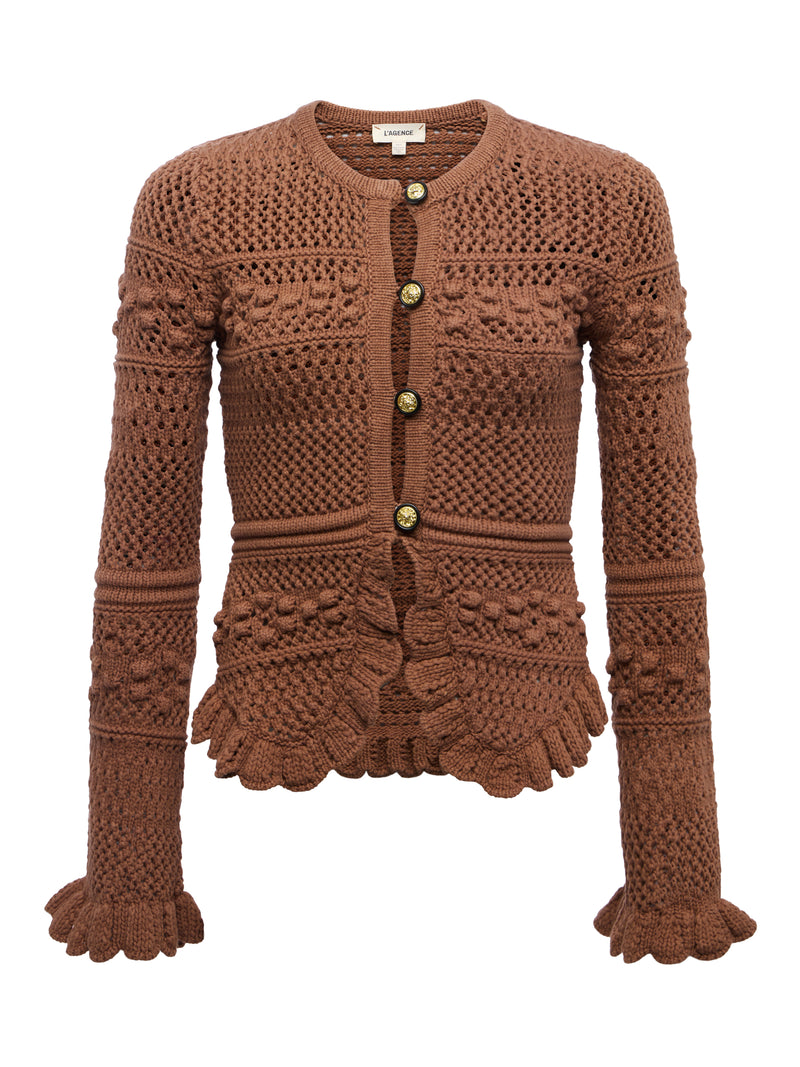 L'AGENCE Kiva Open Stitch Ruffle Cardi
