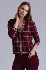 MinnieRose Viscose Blend Plaid Cardigan with Tipping