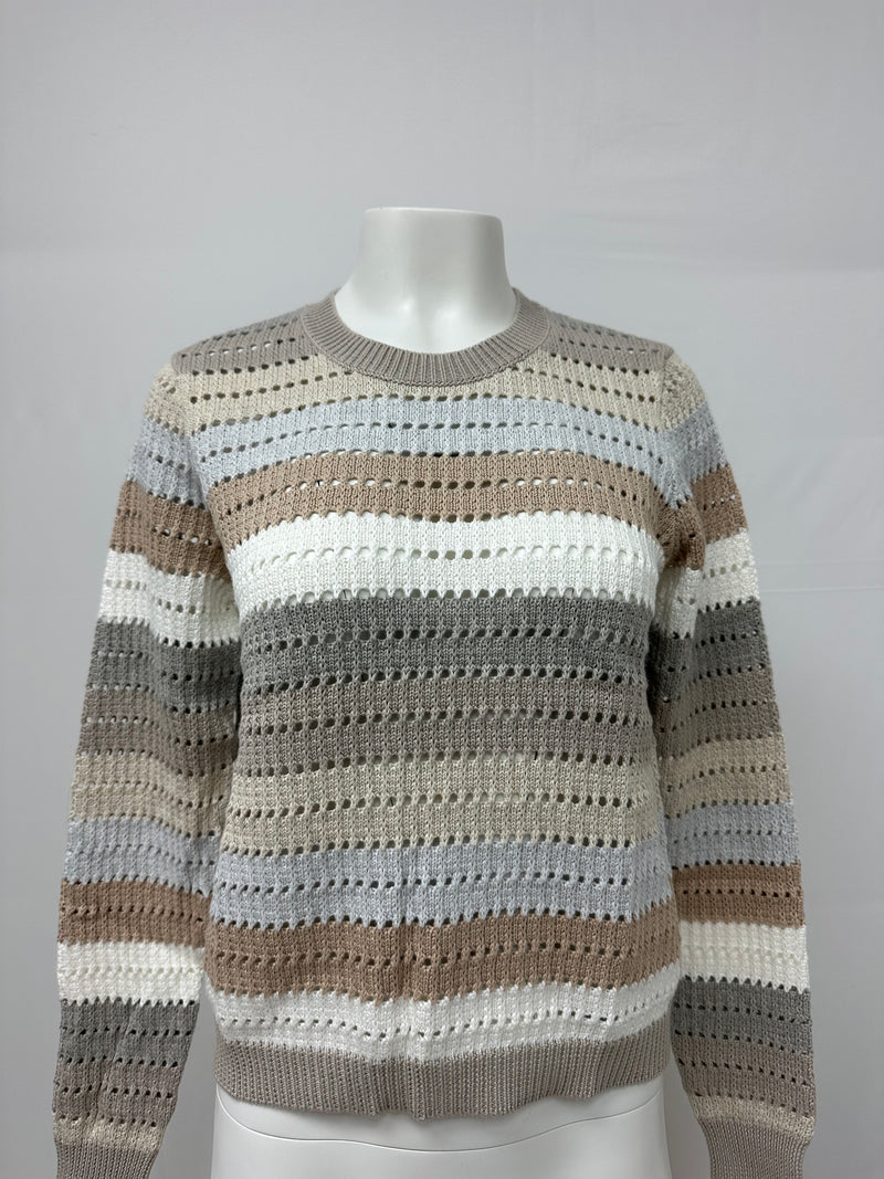 Autumn Cashmere Rainbow Pointelle Stripe Sweater