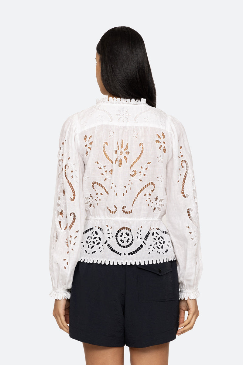 Sea Liat Embroidery Long Sleeve Top