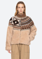 SEA Linea Fair Isle Knit Combo Fleece Jacket