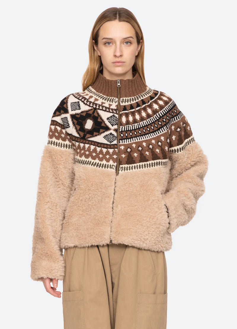 SEA Linea Fair Isle Knit Combo Fleece Jacket