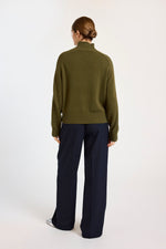 BRODIE Rib Detail High Neck Sweater
