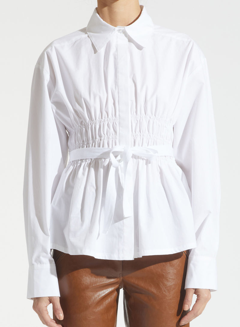 Saint Art Yvonne Ruched Front-Tie Blouse