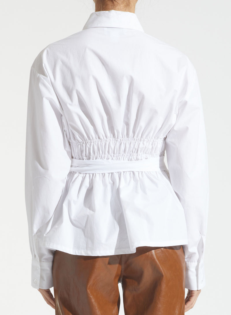 Saint Art Yvonne Ruched Front-Tie Blouse