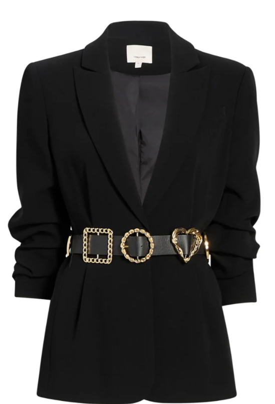 Cinq A Sept Gold Belt Scrunched Cheyenne Blazer