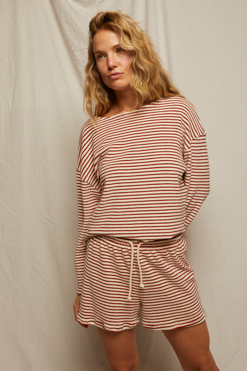 PerfectWhiteTee Cami Loop Terry Striped Sweatshirt