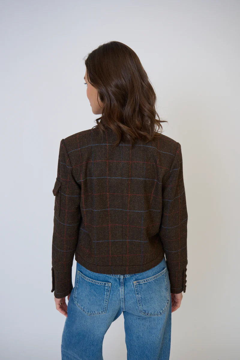 Central Park West Eden Plaid Military Jacket