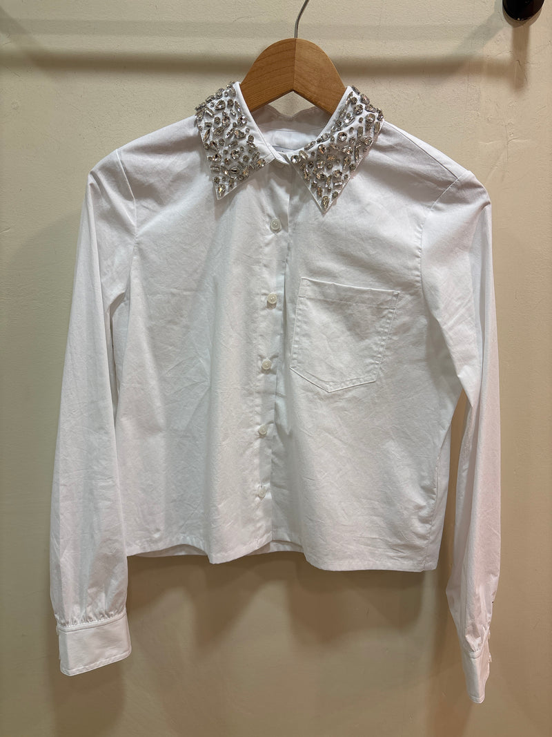J. SOCIETY SHIRT W/ JEWELED COLLAR