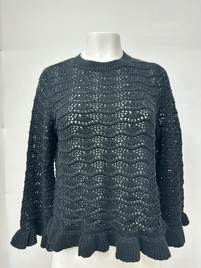 Autumn Cashmere Pointelle Ruffle Edge Crew