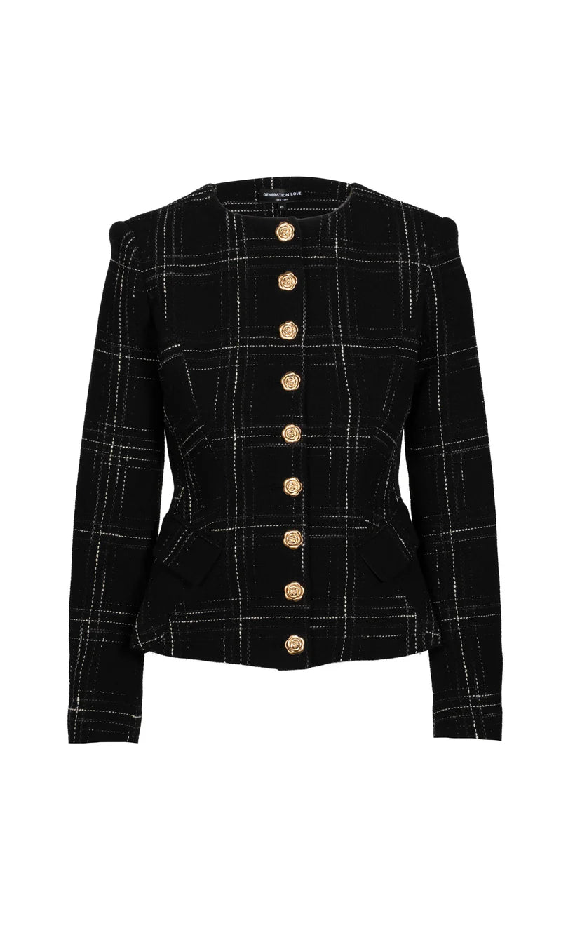 Generation Love Ophelia Windowpane Tweed Jacket