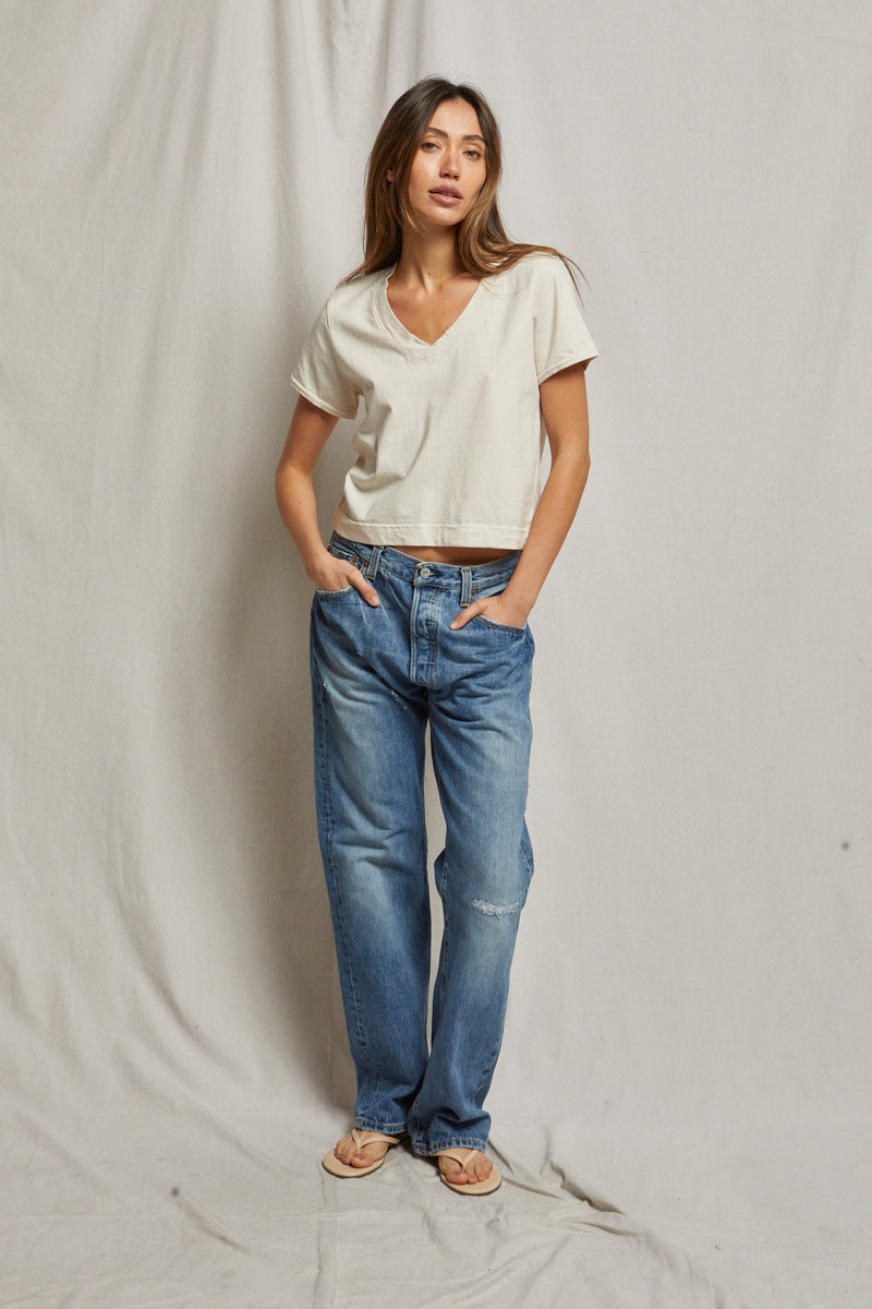 PerfectWhiteTee Frankie Springspun Cotton V-neck Tee