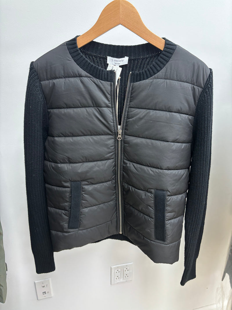 J. Society Puffer Jacket w/ Shaker Sleeves