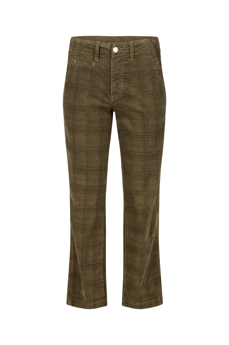 AMO Lillian Printed Plaid Cord Jeans