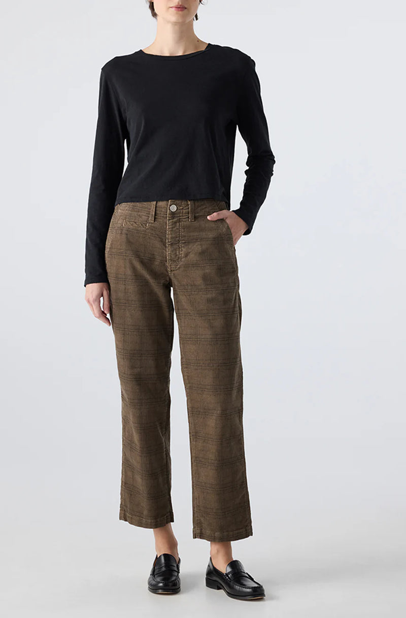 AMO Lillian Printed Plaid Cord Jeans