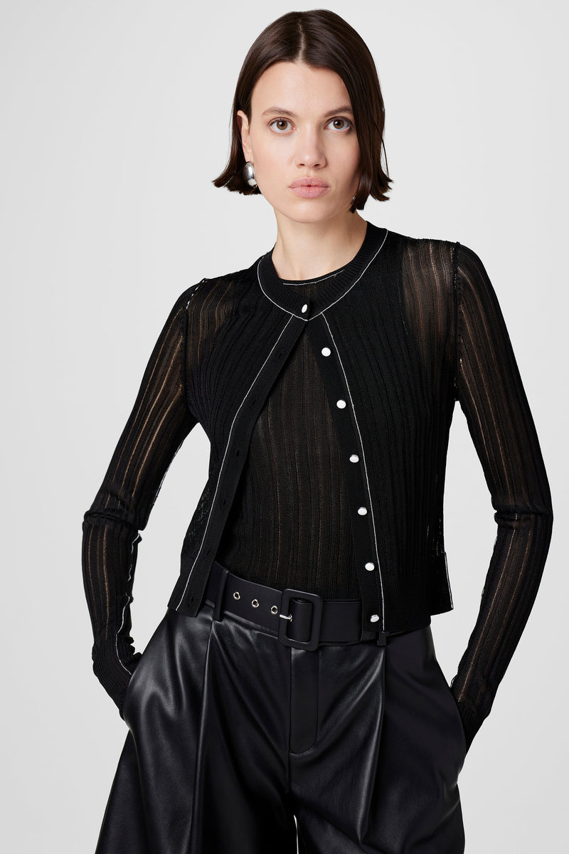 Toccin Crosby Cropped Cardigan With Contrast Tipping
