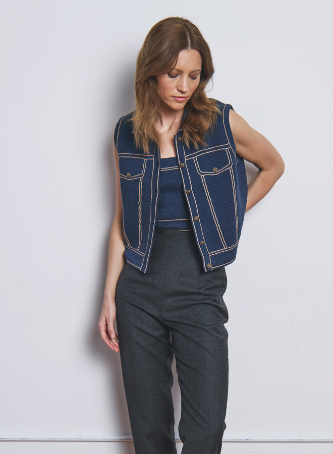 Autumn Cashmere Sleeveless "Denim Jacket" Vest