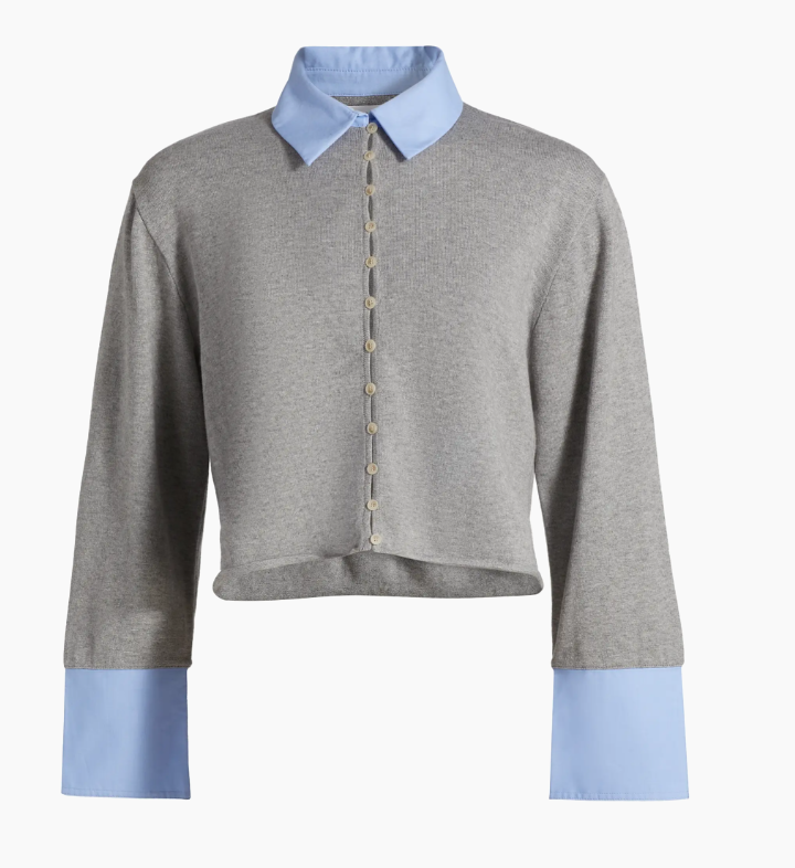 Naadam Cotton Cashmere Mixed Media Button Down