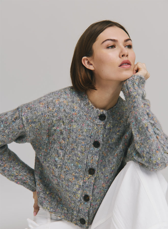 Autumn Cashmere Confetti Cable Boxy Cardigan