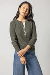 Lilla P Waffle Henley Sweater