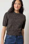Lilla P Short Sleeve Marled Pullover Swearer