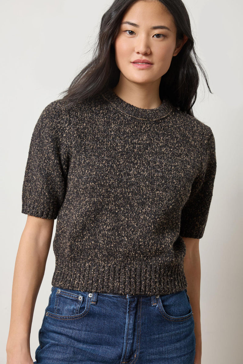 Lilla P Short Sleeve Marled Pullover Swearer