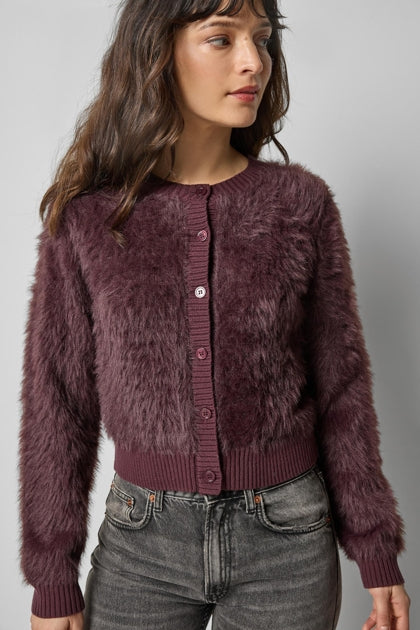 Lilla P Brushed Crewneck Cardigan